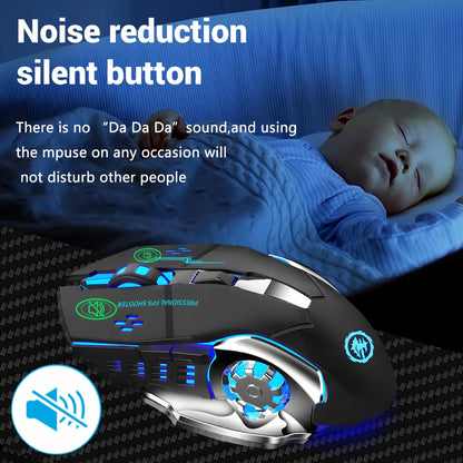 Mouse sem fio recarregável para jogos, mouse para computador, silencioso, Bluetooth 2.4G, USB, retroiluminação mecânica, mouse para jogos de PC
