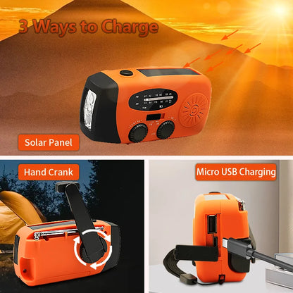 small portable radio Emergency Radio Hand Crank Solar FM Radio 2000mAh Power Bank with Charging Battery operated radio