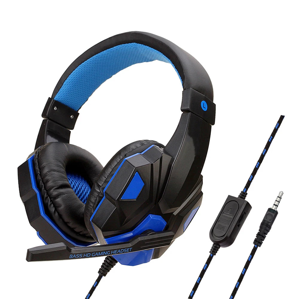 Fones de ouvido com fio para jogos para PS4 PS5 Xbox Smartphone Laptop PC Bass Stereo Gamer Headset Capacete com microfone ajustável de 120°
