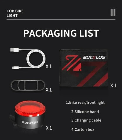 BUCKLOS Bicycle Rear Light Front Light 1100mAh LED COB Waterproof Bike Lamp USB Rechargeable Mtb Road Bike Taillights Bike Parts