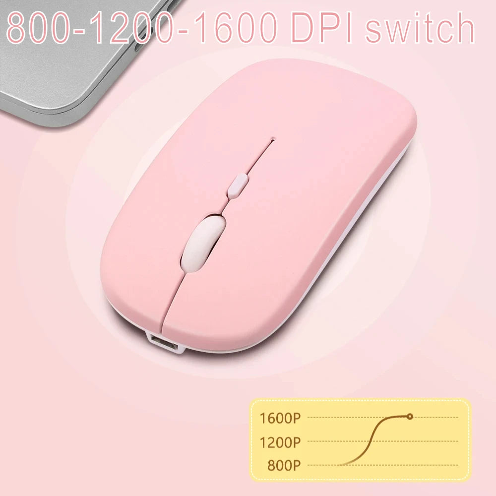Mouse Bluetooth recarregável sem fio, modo duplo 5.2, silencioso, ergonômico para jogos de computador, 2.4 USB para PC e laptops