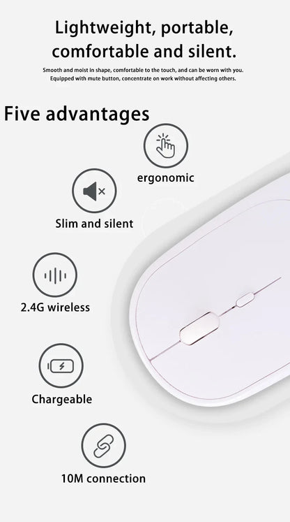 XIAOMI Bluetooth Wireless Mouse USB Rechargeable Ergonomics Adjustable DPI Office Silence Optical Electric Mouses 2.4G Keyboards