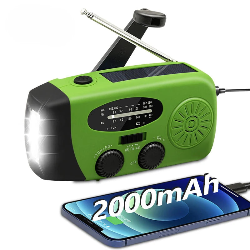 small portable radio Emergency Radio Hand Crank Solar FM Radio 2000mAh Power Bank with Charging Battery operated radio