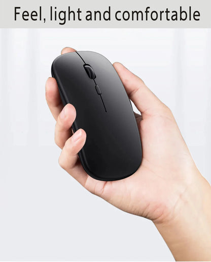 Mouse Bluetooth recarregável sem fio, modo duplo 5.2, silencioso, ergonômico para jogos de computador, 2.4 USB para PC e laptops