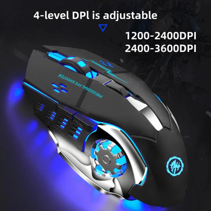 Mouse sem fio recarregável para jogos, mouse para computador, silencioso, Bluetooth 2.4G, USB, retroiluminação mecânica, mouse para jogos de PC