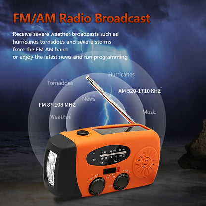 small portable radio Emergency Radio Hand Crank Solar FM Radio 2000mAh Power Bank with Charging Battery operated radio