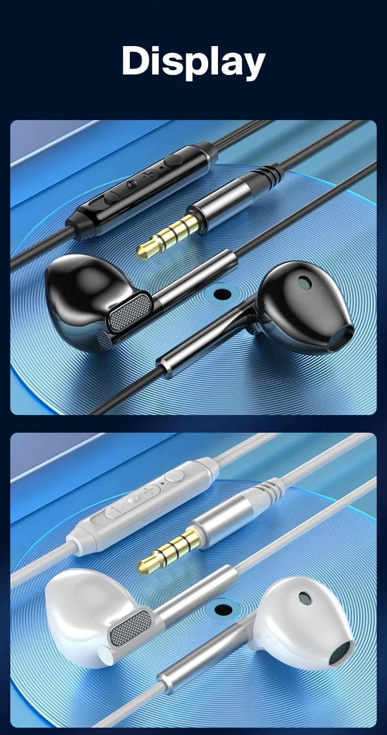 Fone de ouvido com cancelamento de ruído EARDECO 3,5 mm/tipo C, com fio, para graves, alta fidelidade, com fio, microfone estéreo e com fio