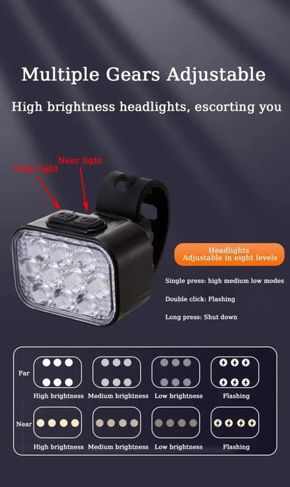 BUCKLOS Bicycle Rear Light Front Light 1100mAh LED COB Waterproof Bike Lamp USB Rechargeable Mtb Road Bike Taillights Bike Parts