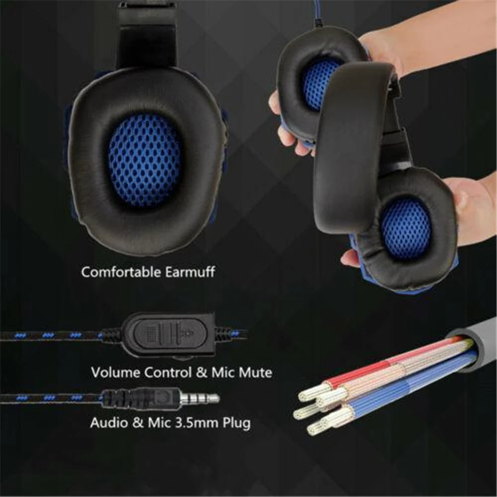 Fones de ouvido com fio para jogos para PS4 PS5 Xbox Smartphone Laptop PC Bass Stereo Gamer Headset Capacete com microfone ajustável de 120°