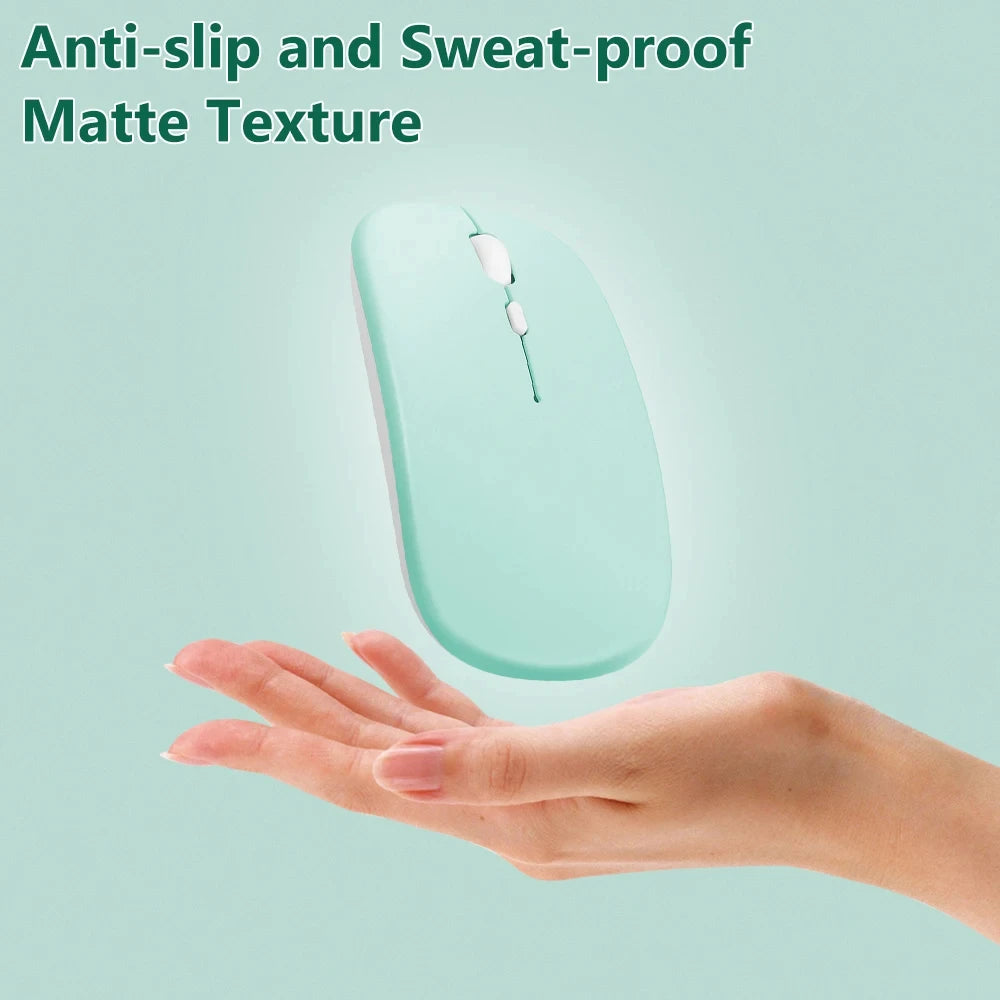 Mouse Bluetooth recarregável sem fio, modo duplo 5.2, silencioso, ergonômico para jogos de computador, 2.4 USB para PC e laptops