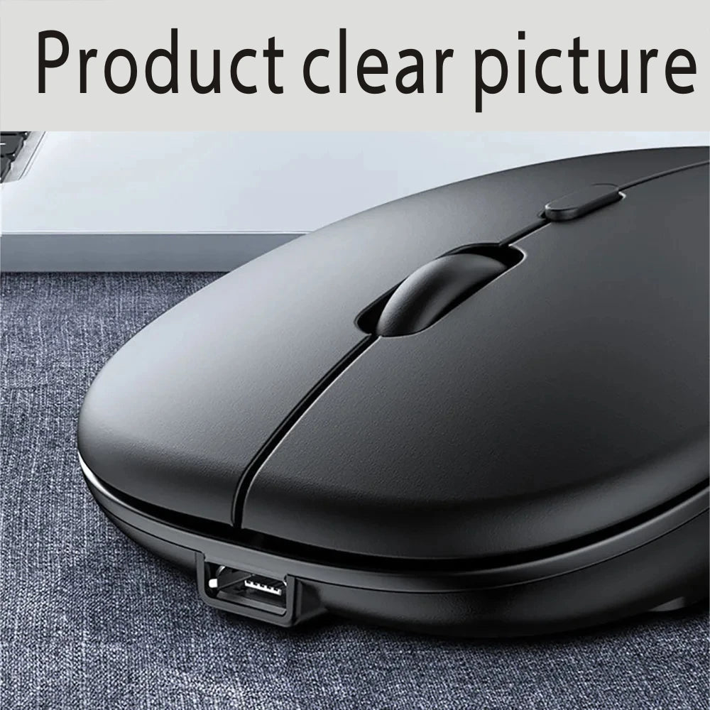 Mouse Bluetooth recarregável sem fio, modo duplo 5.2, silencioso, ergonômico para jogos de computador, 2.4 USB para PC e laptops