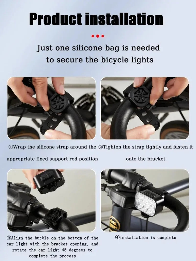 BUCKLOS Bicycle Rear Light Front Light 1100mAh LED COB Waterproof Bike Lamp USB Rechargeable Mtb Road Bike Taillights Bike Parts