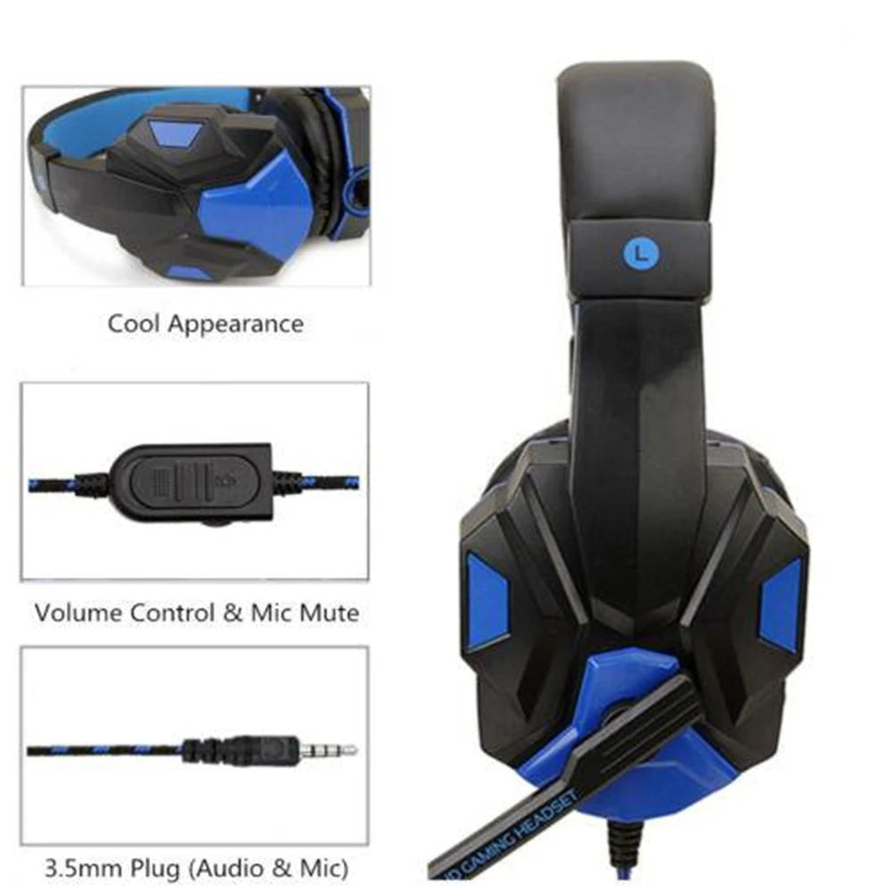 Fones de ouvido com fio para jogos para PS4 PS5 Xbox Smartphone Laptop PC Bass Stereo Gamer Headset Capacete com microfone ajustável de 120°