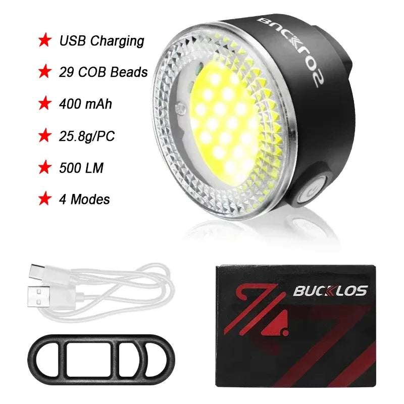 BUCKLOS Bicycle Rear Light Front Light 1100mAh LED COB Waterproof Bike Lamp USB Rechargeable Mtb Road Bike Taillights Bike Parts