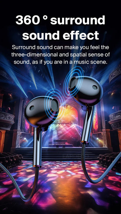 Fone de ouvido com cancelamento de ruído EARDECO 3,5 mm/tipo C, com fio, para graves, alta fidelidade, com fio, microfone estéreo e com fio