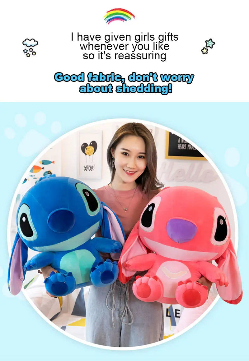 20-60cm Giant Size Lilo & Stitch Couple Models Cartoon Stuffed Plush Anime Plushs Toys Pendant Toy Pillow Kids Birthday Gift